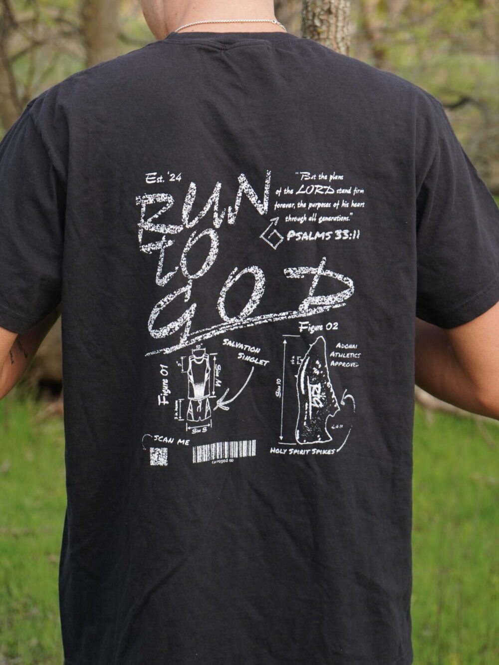 Run To God Blueprint Shirt Back